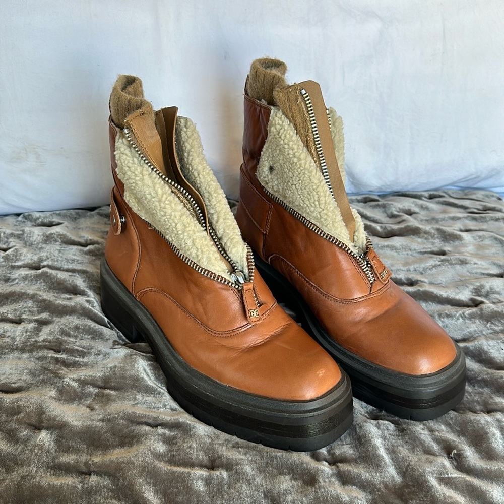 Sam Edelman Chunky sole, brown leather boot.